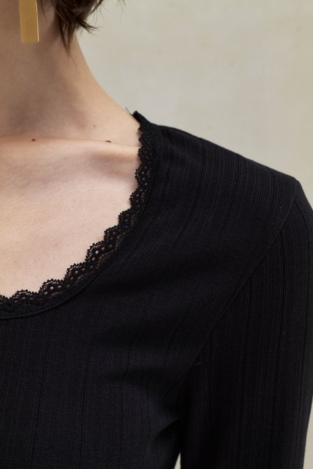 Neroli36 - Korean Women Fashion - #womensfashion - Rib Square Tee - 11