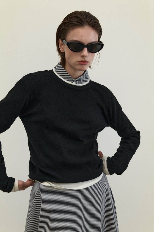 Neroli36 - Korean Women Fashion - #womensfashion - Double Round Knit Top - 8