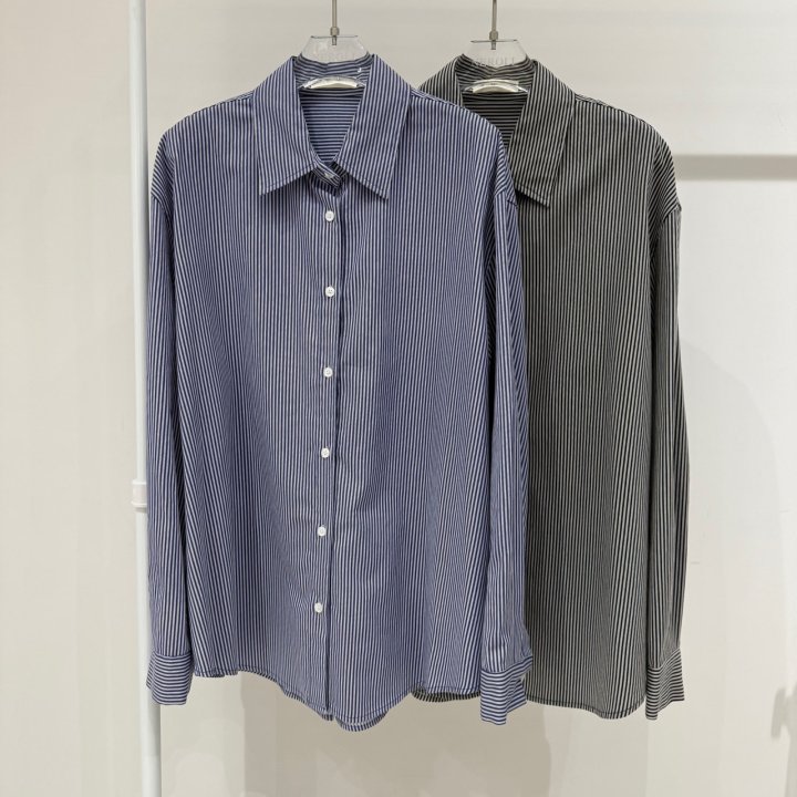 Neroli36 - Korean Women Fashion - #womensfashion - Trick Stripe Shirt