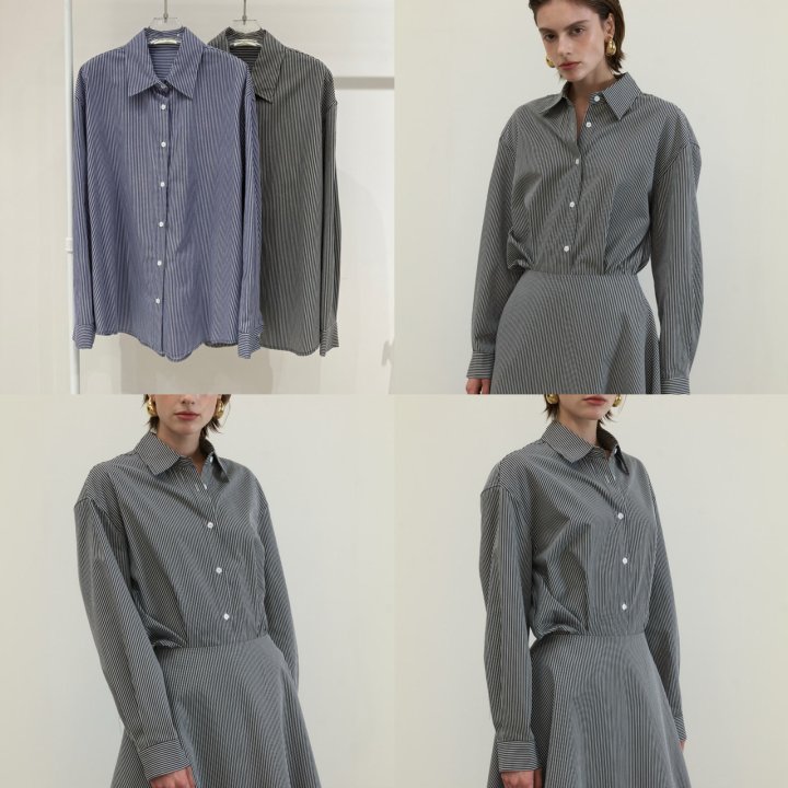 Neroli36 - Korean Women Fashion - #womensfashion - Trick Stripe Shirt - 5