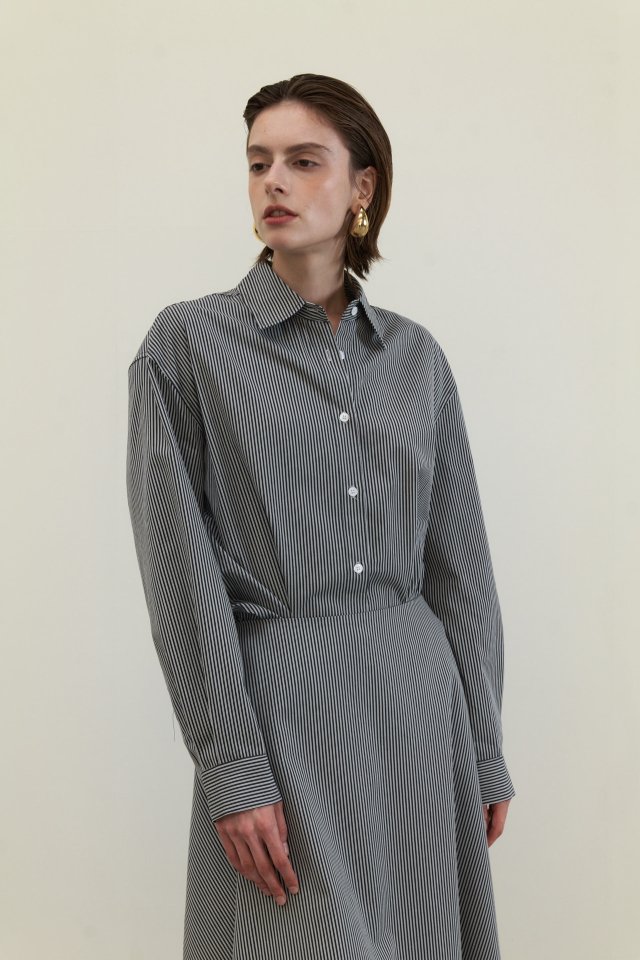 Neroli36 - Korean Women Fashion - #womensfashion - Trick Stripe Shirt - 7