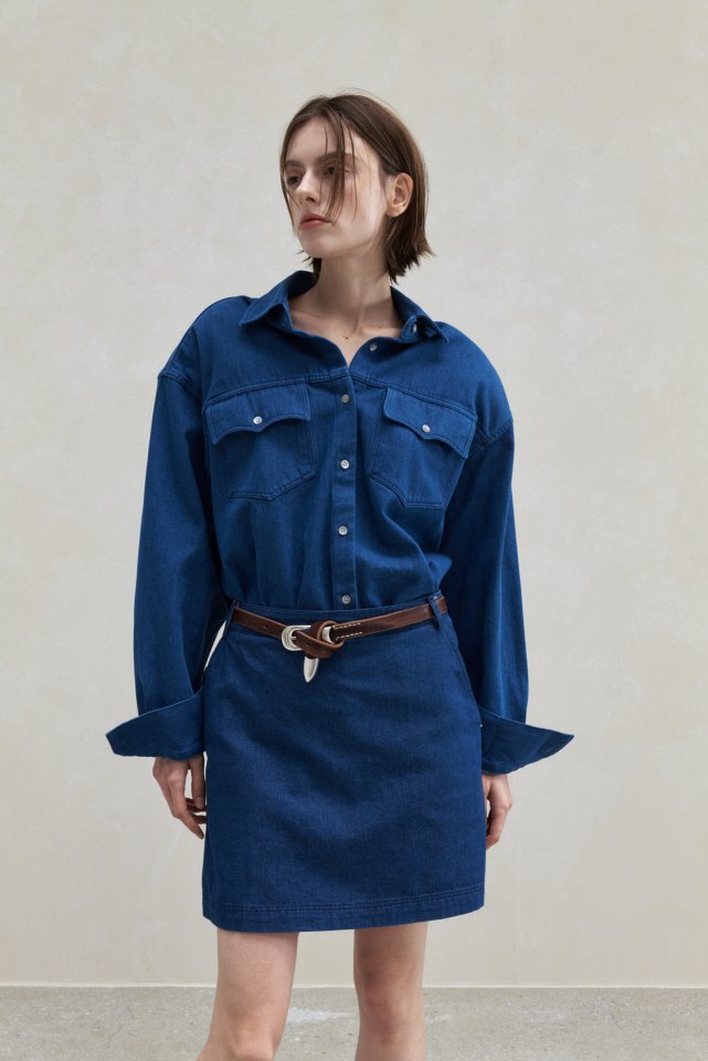 Neroli36 - Korean Women Fashion - #womensfashion - Wave Denim Shirt - 11