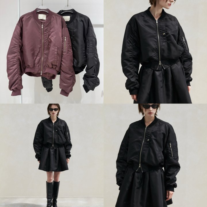 Neroli36 - Korean Women Fashion - #momslook - Crop Airforce Blouson - 4