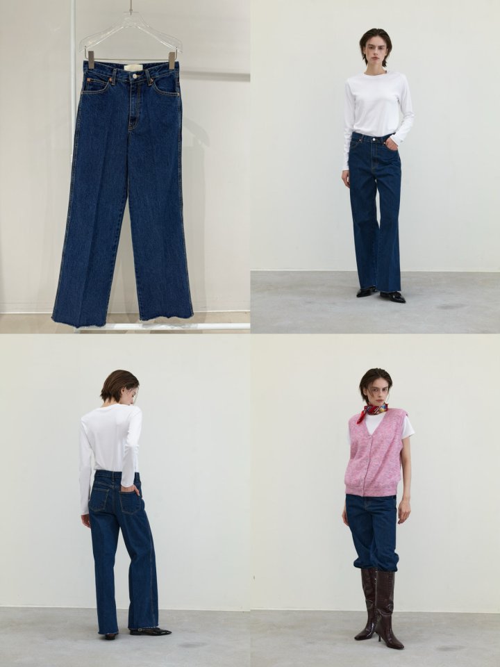 Neroli36 - Korean Women Fashion - #womensfashion - Dark Blue Denim Pants - 3