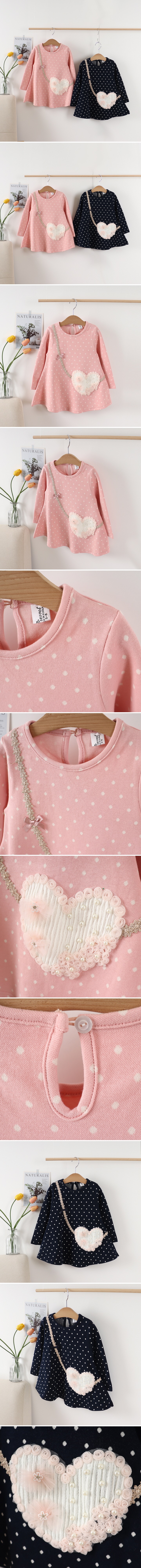 New Pierrot - Korean Children Fashion - #kidzfashiontrend - Dot Heart Bag One-piece