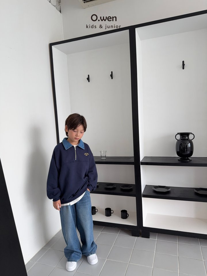 O Wen - Korean Children Fashion - #discoveringself - Denim Collar Zip Sweatshirt - 5