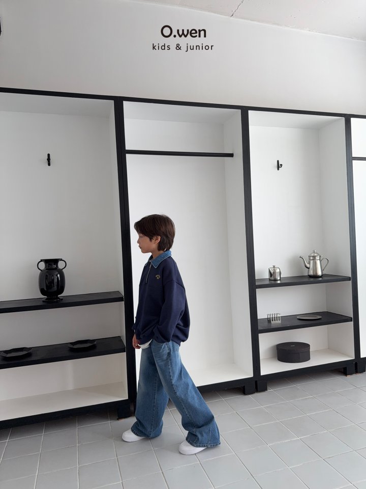 O Wen - Korean Children Fashion - #kidsshorts - Denim Collar Zip Sweatshirt - 7
