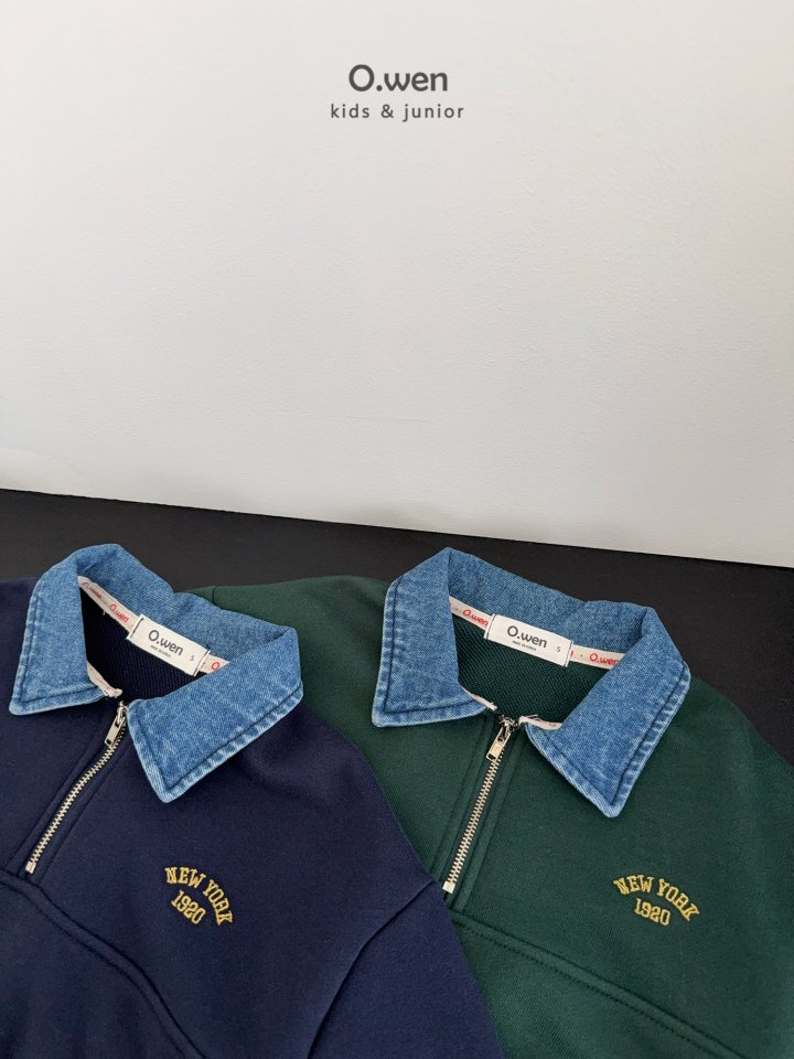 O Wen - Korean Children Fashion - #magicofchildhood - Denim Collar Zip Sweatshirt - 12