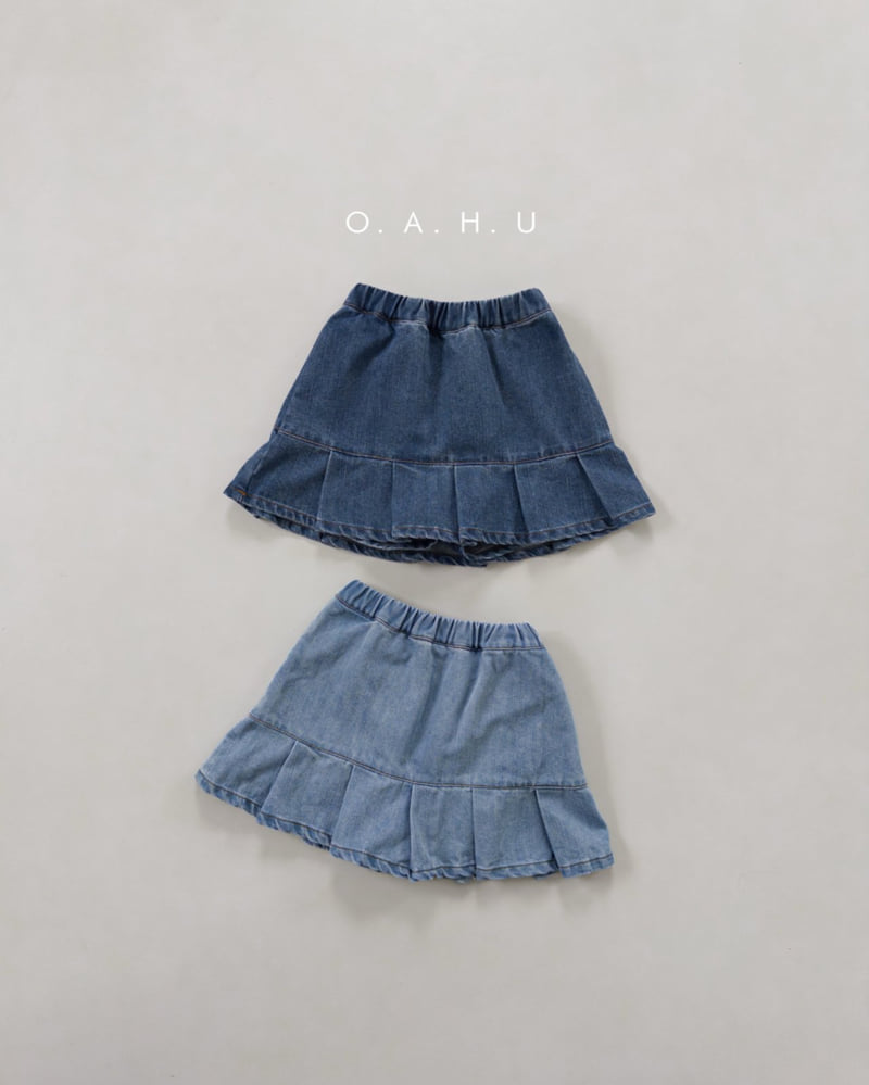 O'Ahu - Korean Children Fashion - #minifashionista - Pleated Denim Skirt