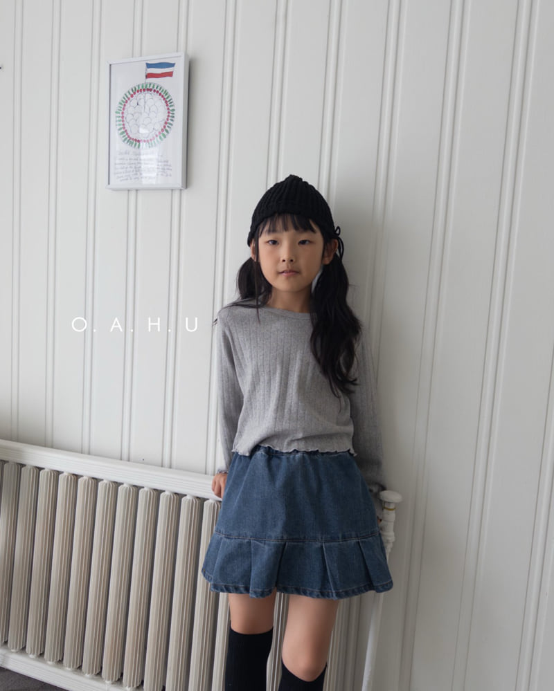 O'Ahu - Korean Children Fashion - #stylishchildhood - Pleated Denim Skirt - 5