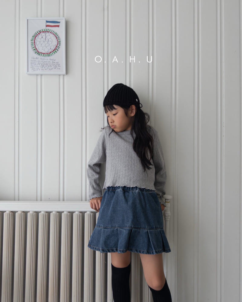 O'Ahu - Korean Children Fashion - #todddlerfashion - Pleated Denim Skirt - 4
