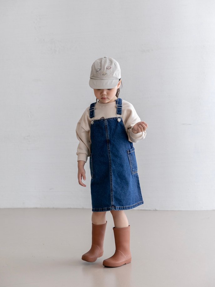 Oatmeal - Korean Children Fashion - #designkidswear - Icon Denim One-piece - 8