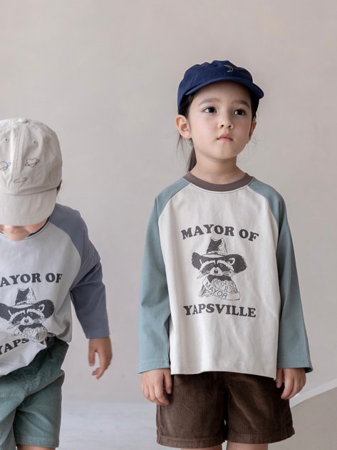 Oatmeal - Korean Children Fashion - #fashionkids - Raccoon Round Tee - 10