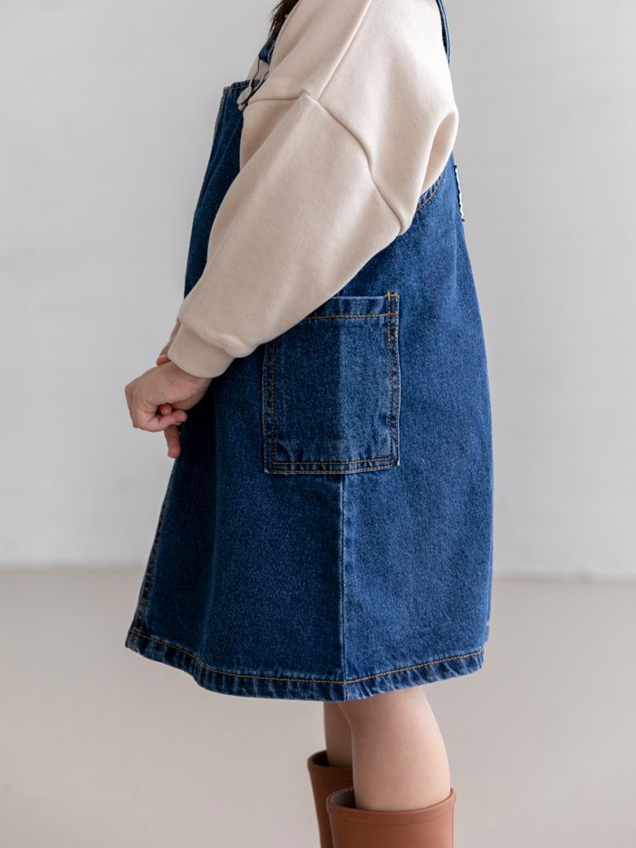 Oatmeal - Korean Children Fashion - #stylishchildhood - Icon Denim One-piece - 5