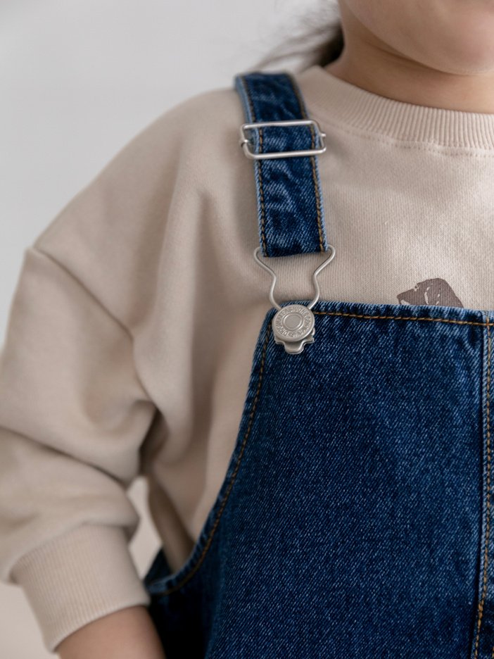Oatmeal - Korean Children Fashion - #todddlerfashion - Icon Denim One-piece - 3