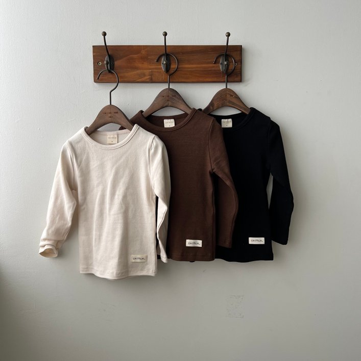 Oatmeal - Korean Children Fashion - #todddlerfashion - Celine Round Tee