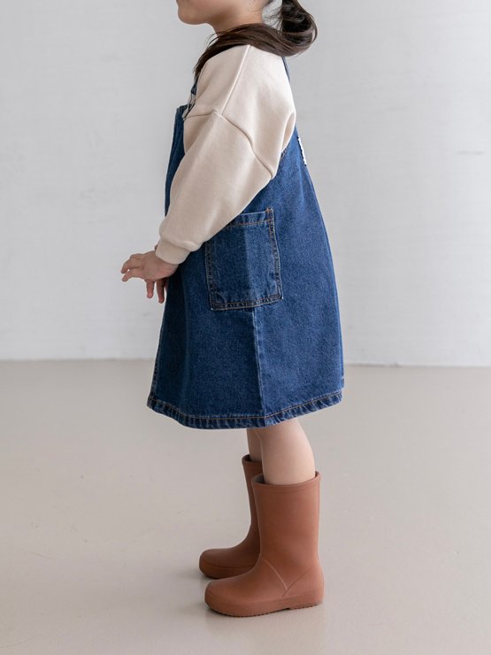 Oatmeal - Korean Children Fashion - #todddlerfashion - Icon Denim One-piece - 4