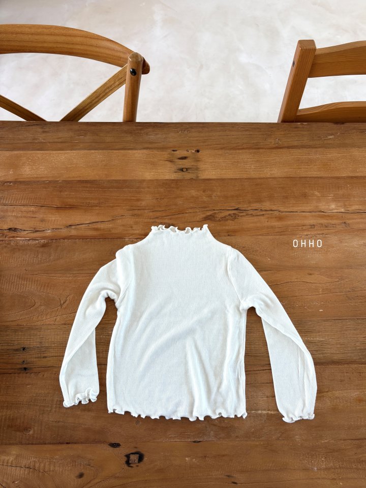Ohho - Korean Children Fashion - #childrensboutique - Dove Ribbed Half Neck Tee - 4