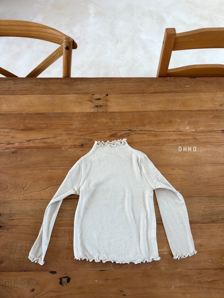 Ohho - Korean Children Fashion - #fashionkids - Dove Ribbed Half Neck Tee - 6