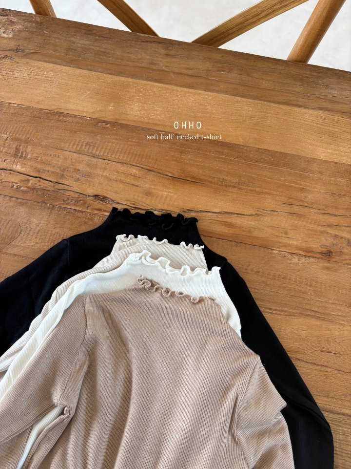 Ohho - Korean Children Fashion - #kidzfashiontrend - Dove Ribbed Half Neck Tee - 9
