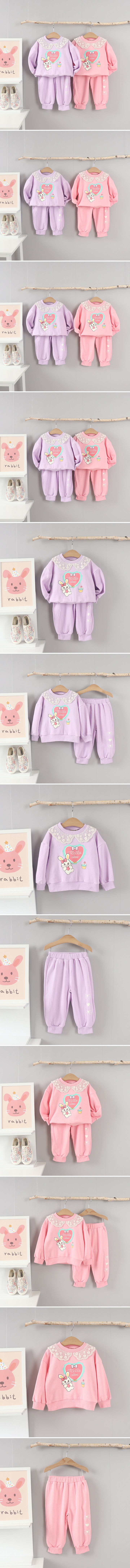 Olive denim - Korean Children Fashion - #childrensboutique - Lace Bunny Top Bottom Set