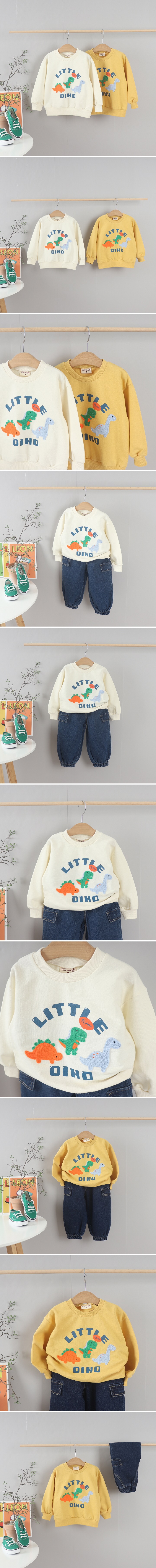 Olive denim - Korean Children Fashion - #kidsstore - Chain Embroidered Dino Tee