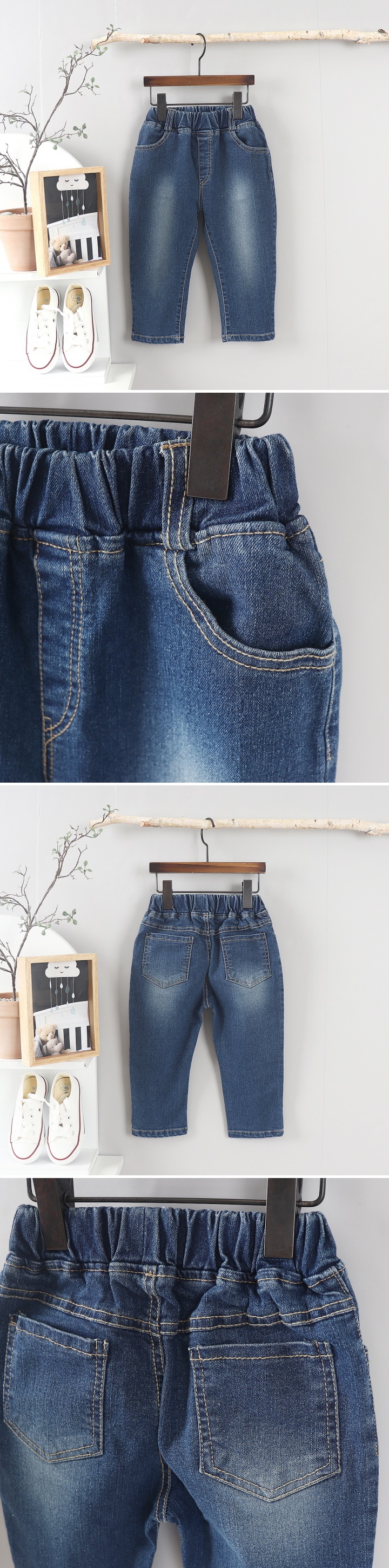 Olive denim - Korean Children Fashion - #littlefashionista - Brushed Denim Baggy Pants