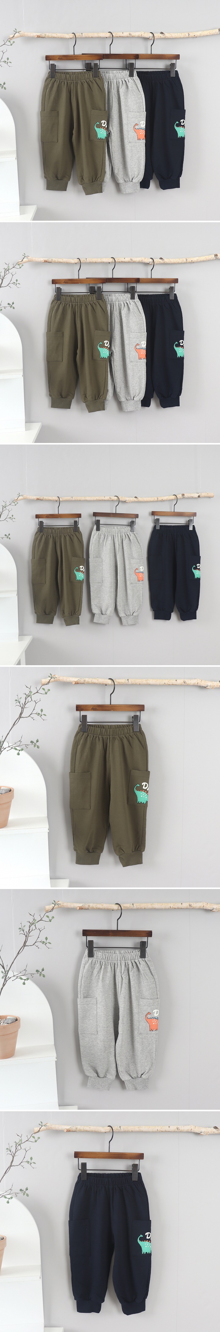 Olive denim - Korean Children Fashion - #toddlerclothing - Side Pocket Dino Pants