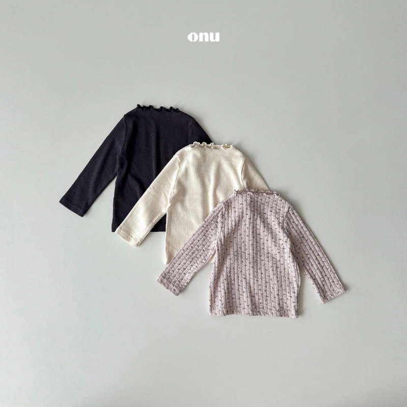 Onu - Korean Children Fashion - #childofig - Cream Ribbed Tee