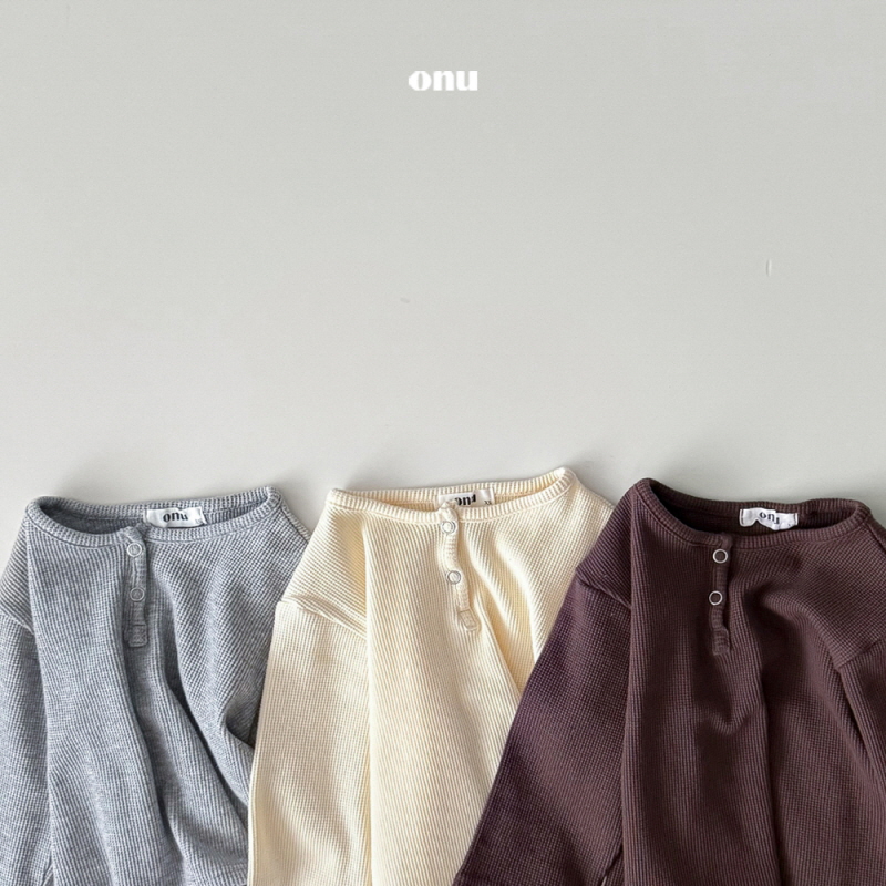 Onu - Korean Children Fashion - #childofig - Waffle Button Tee - 4