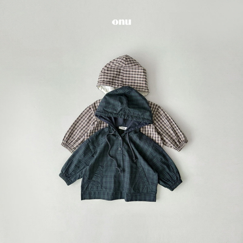 Onu - Korean Children Fashion - #kidsshorts - Check Hoodie Anorak