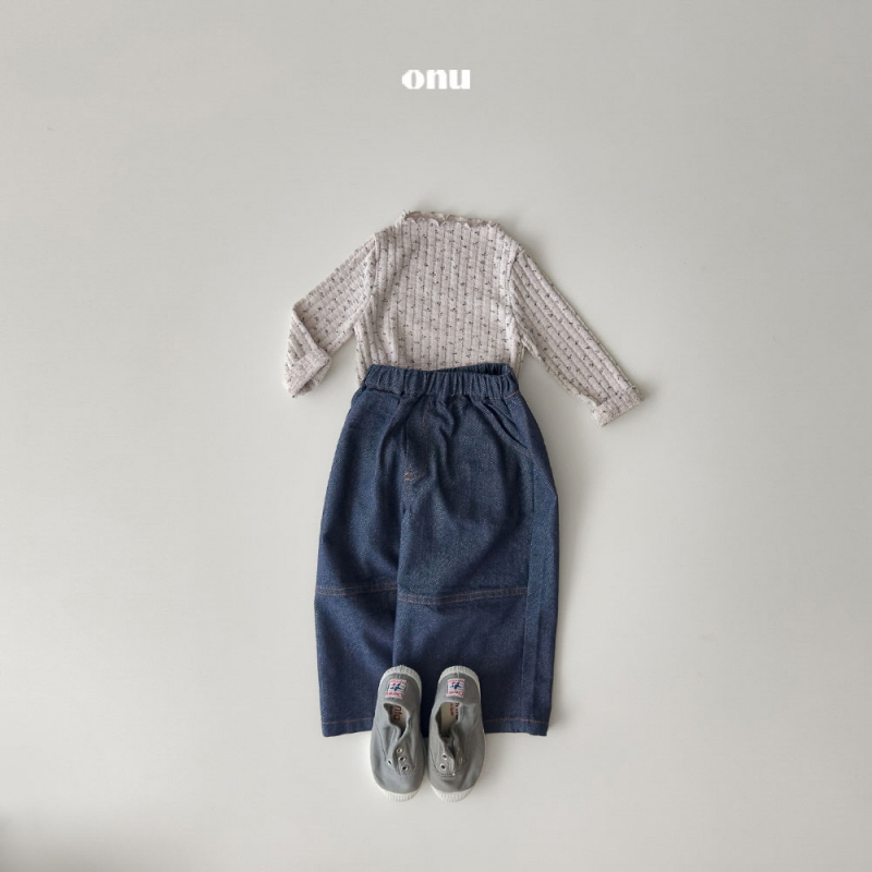 Onu - Korean Children Fashion - #littlefashionista - Cream Ribbed Tee - 10