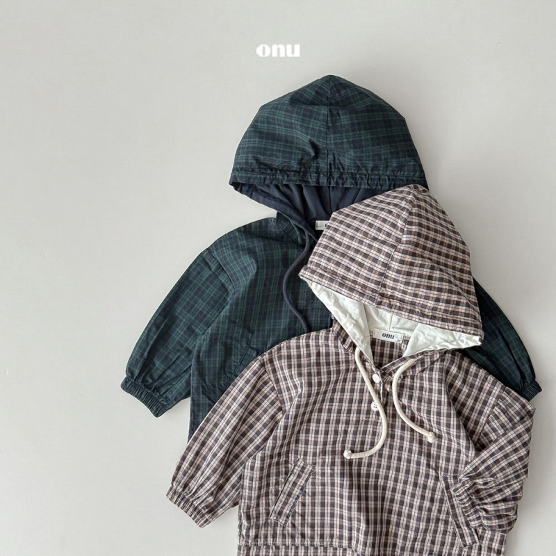 Onu - Korean Children Fashion - #littlefashionista - Check Hoodie Anorak - 5