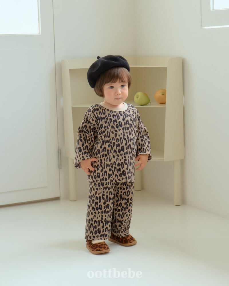 Oott Bebe - Korean Baby Fashion - #babyboutiqueclothing - Leopard Pleated Set - 9
