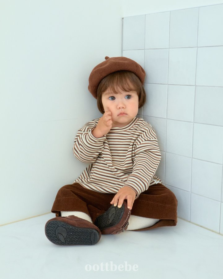 Oott Bebe - Korean Baby Fashion - #babyclothing - Caramel Striped Tee