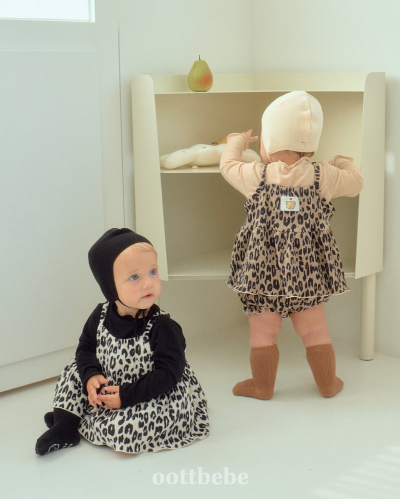 Oott Bebe - Korean Baby Fashion - #babyfashion - Leopard Pleated Bloomer Set - 2