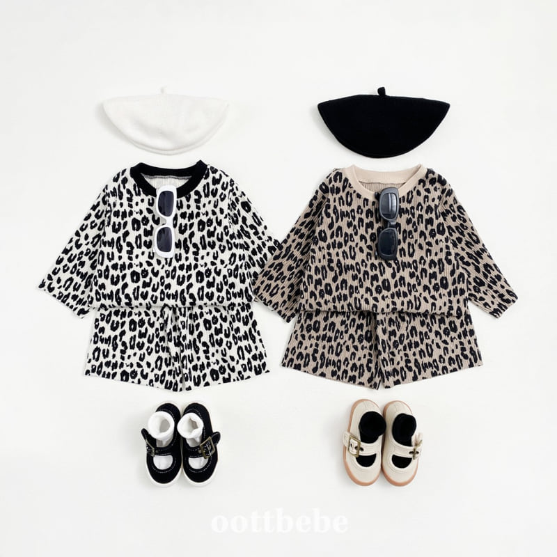 Oott Bebe - Korean Baby Fashion - #babyfashion - Leopard Pleated Set - 11