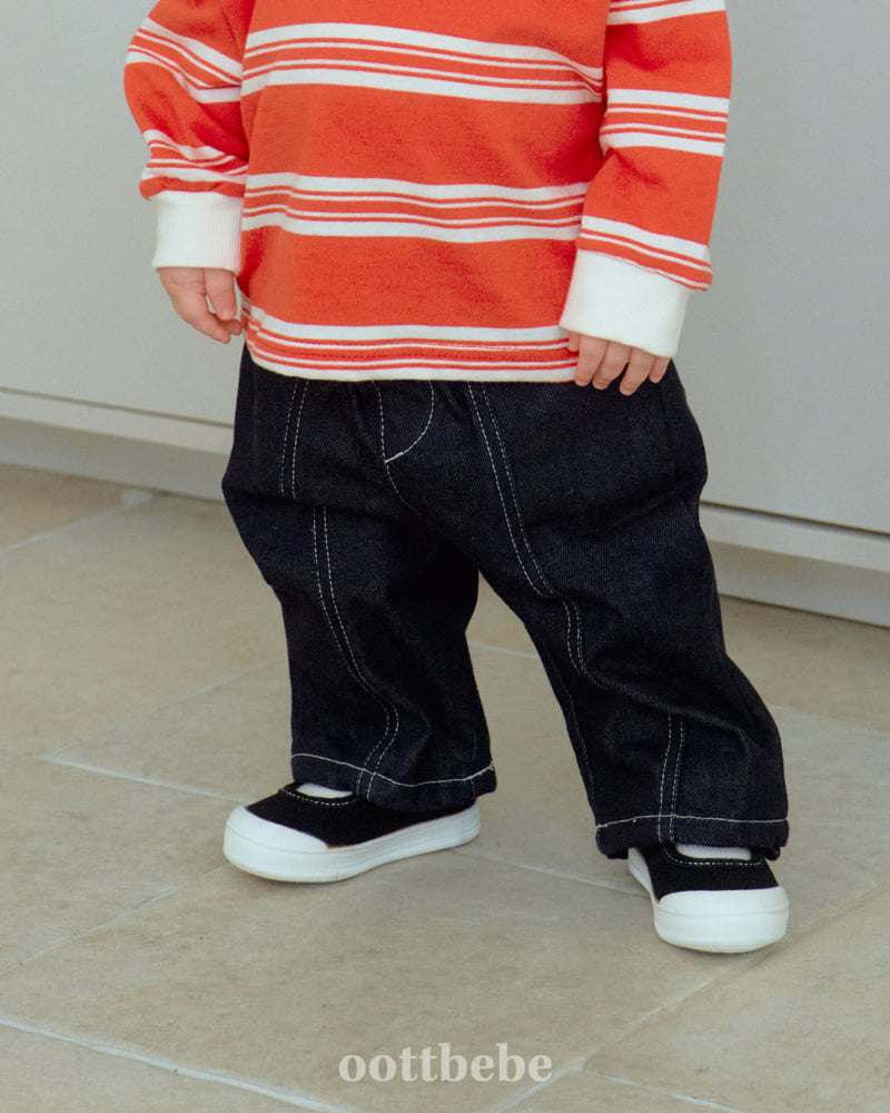 Oott Bebe - Korean Baby Fashion - #babyfever - Moby Denim Cut Pants - 2