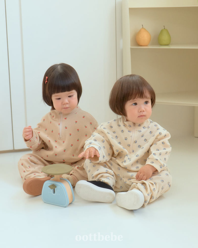 Oott Bebe - Korean Baby Fashion - #babyfever - Sweet Waffle Anorak Set - 2