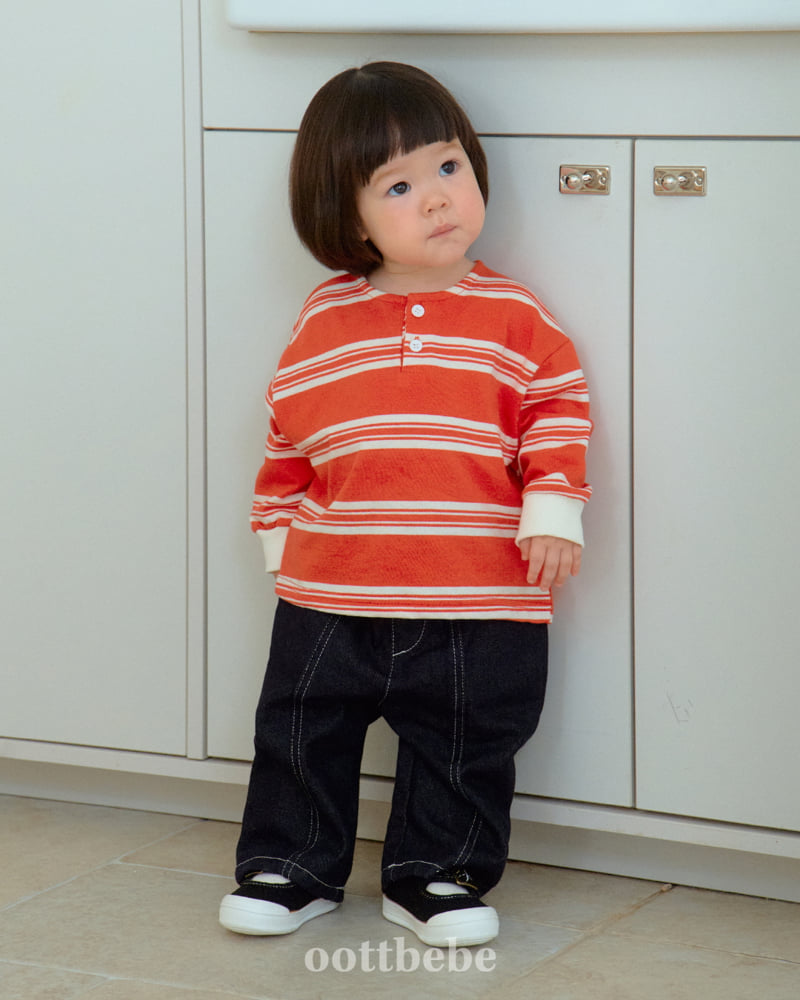 Oott Bebe - Korean Baby Fashion - #babygirlfashion - Moby Denim Cut Pants - 4