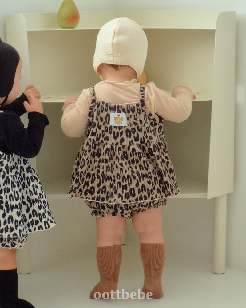 Oott Bebe - Korean Baby Fashion - #babylifestyle - Leopard Pleated Bloomer Set - 5