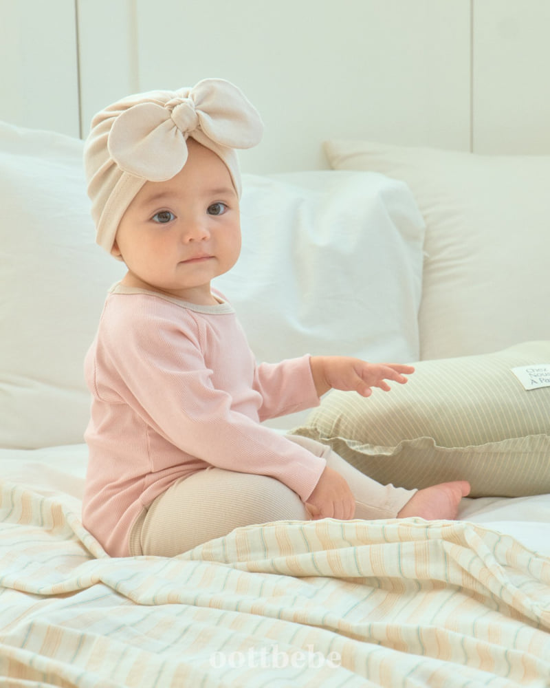 Oott Bebe - Korean Baby Fashion - #babylifestyle - Pudding Modal Ribbed Suit SET - 3