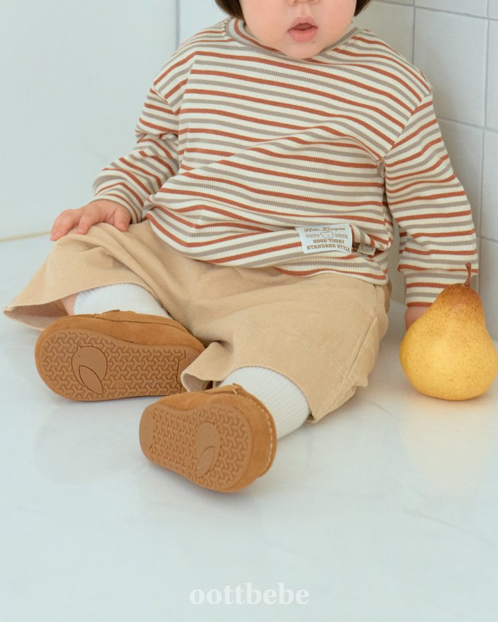 Oott Bebe - Korean Baby Fashion - #babyoninstagram - Caramel Striped Tee - 6