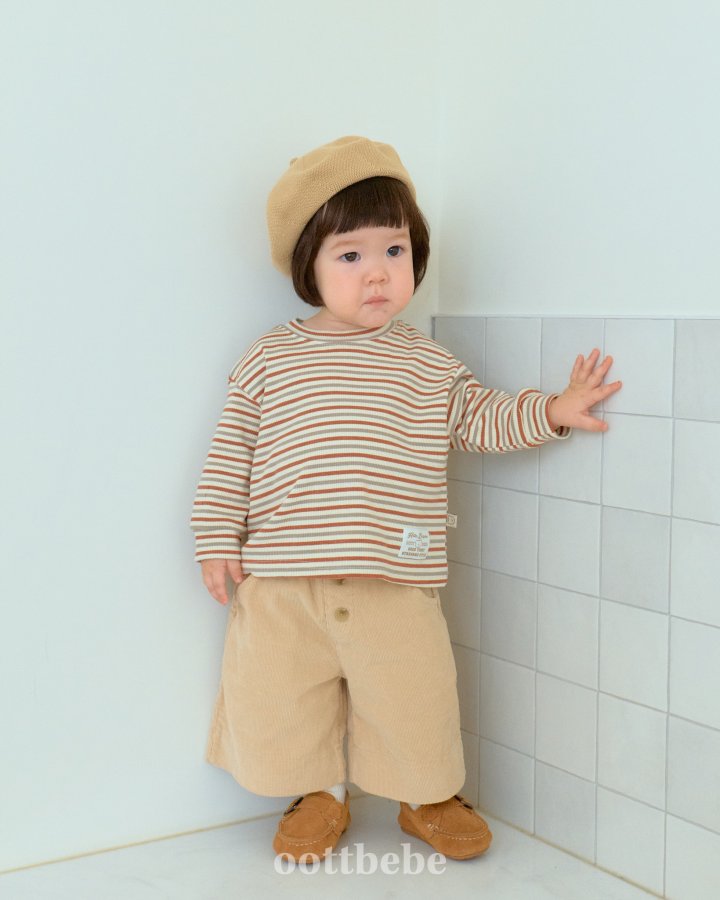 Oott Bebe - Korean Baby Fashion - #babyootd - Caramel Striped Tee - 7