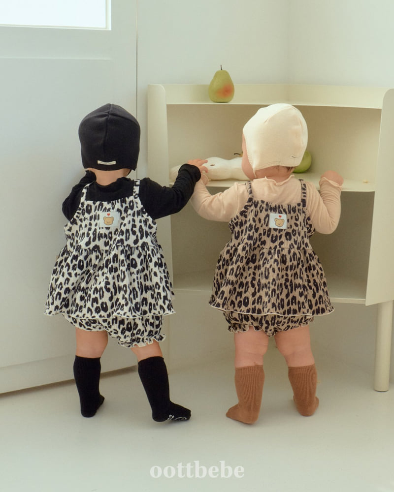 Oott Bebe - Korean Baby Fashion - #babyootd - Leopard Pleated Bloomer Set - 7