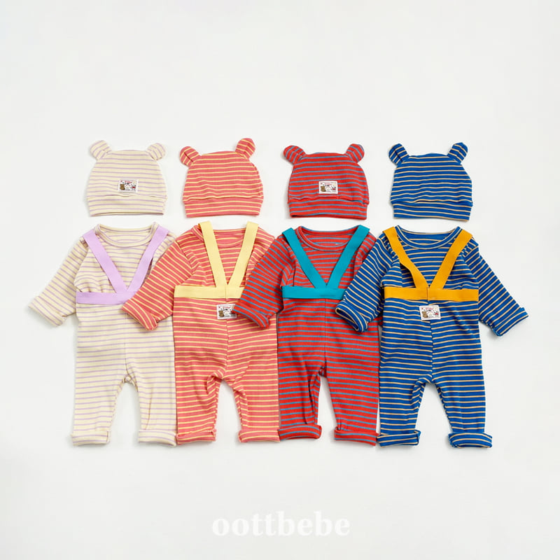 Oott Bebe - Korean Baby Fashion - #babyoutfit - Macaron Overall Set (Baby)