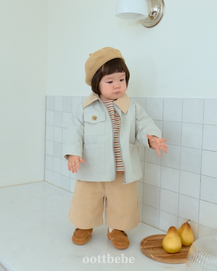 Oott Bebe - Korean Baby Fashion - #babyoutfit - Caramel Striped Tee - 9