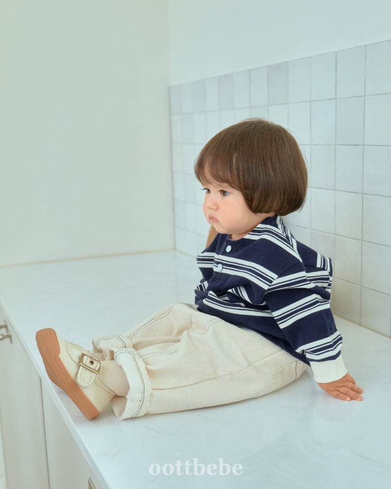 Oott Bebe - Korean Baby Fashion - #babyoutfit - Mini Striped Sweatshirt - 3