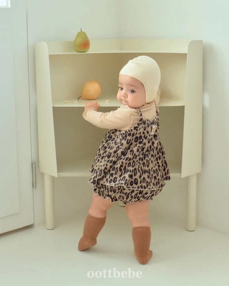 Oott Bebe - Korean Baby Fashion - #babyoutfit - Leopard Pleated Bloomer Set - 8