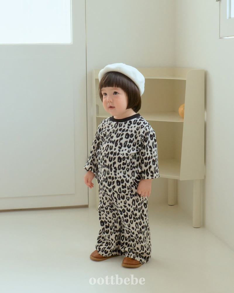 Oott Bebe - Korean Baby Fashion - #babyoutfit - Leopard Pleated Set - 3
